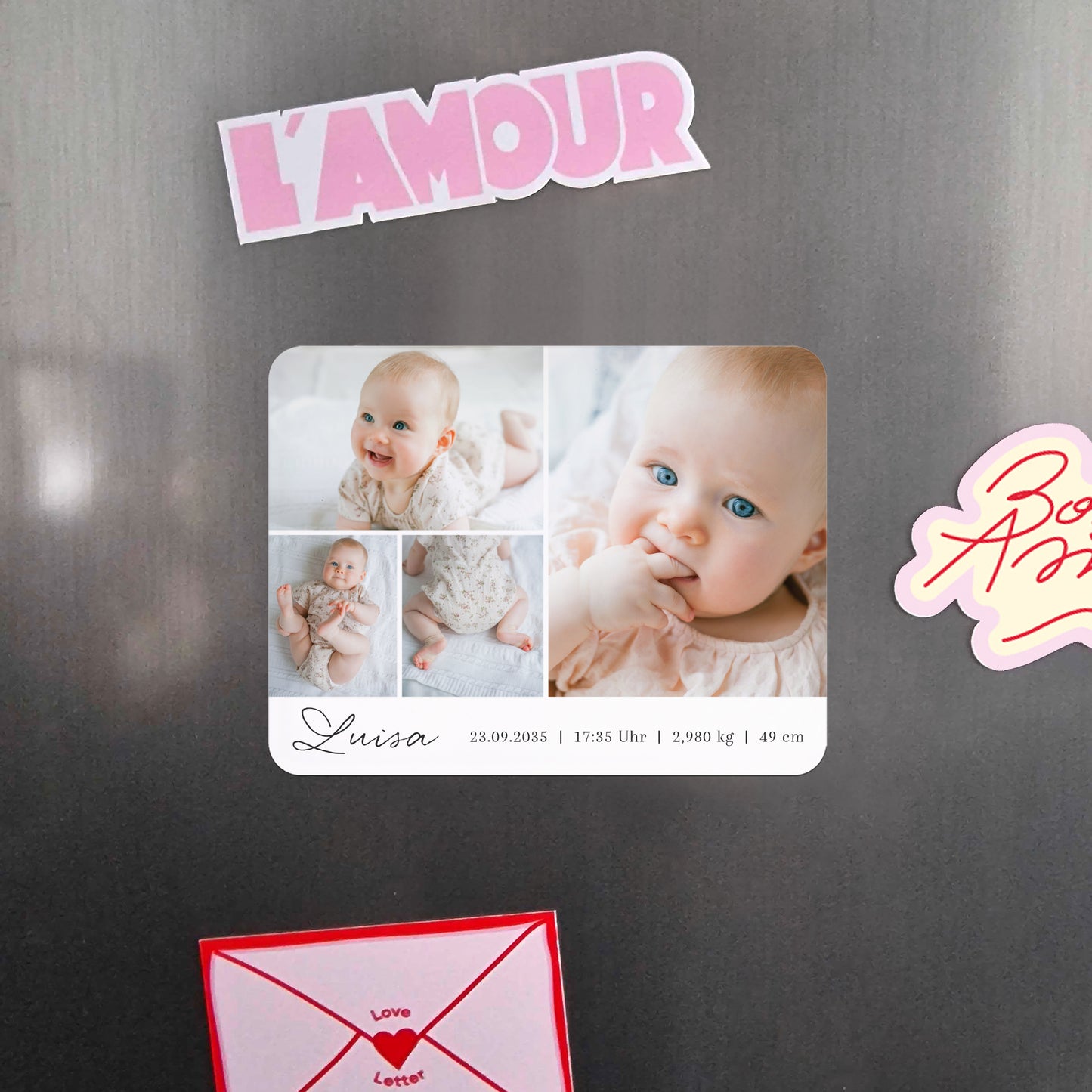 Geburtskarte Set von 8, magnetisch, Landschaft, rechteckige abgerundete Ecken Der ganz Anfang von uns foto N° 4