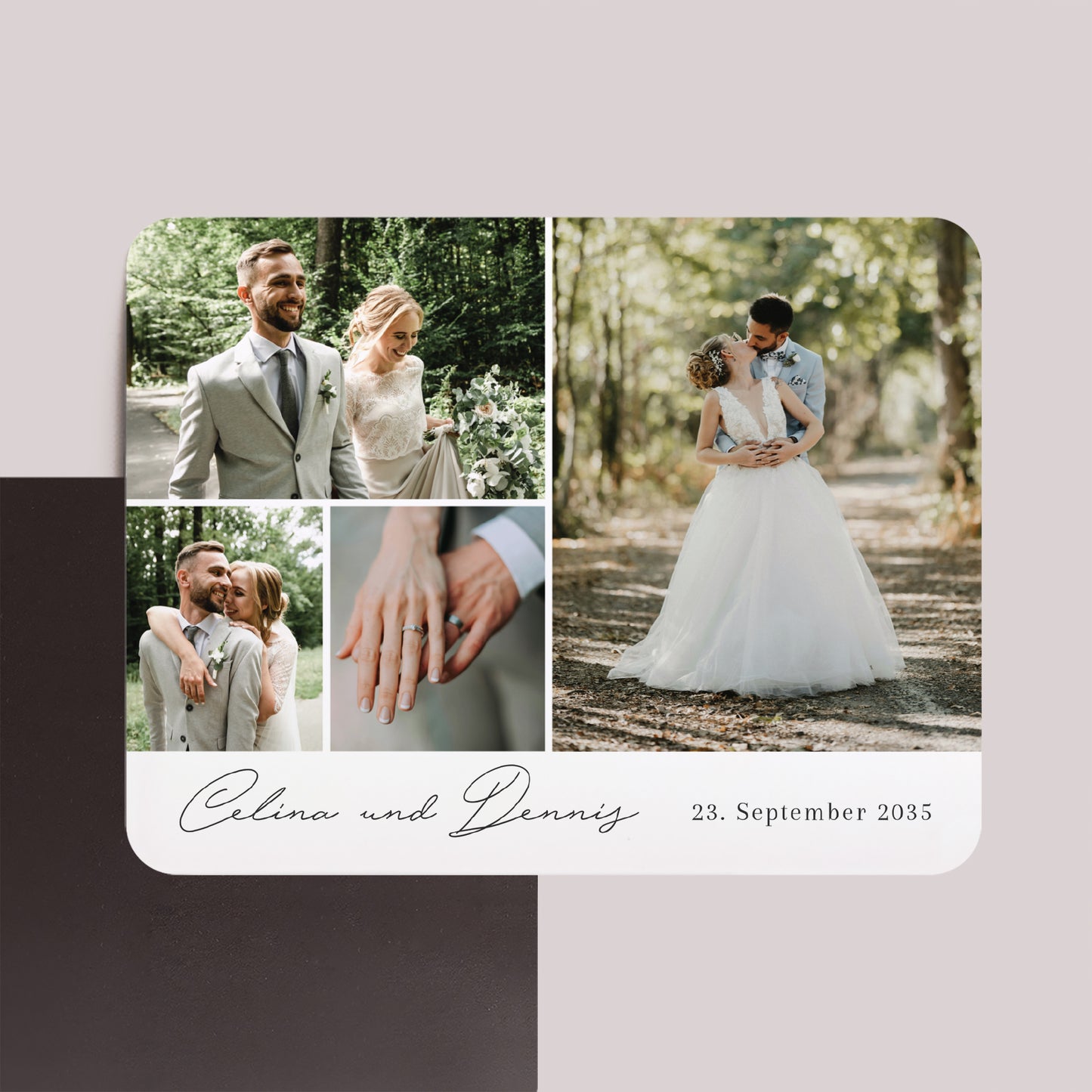 Dankeskarte Hochzeit Set von 8, magnetisch, Landschaft, rechteckige abgerundete Ecken Unsere Wünsche in Bildern foto N° 1