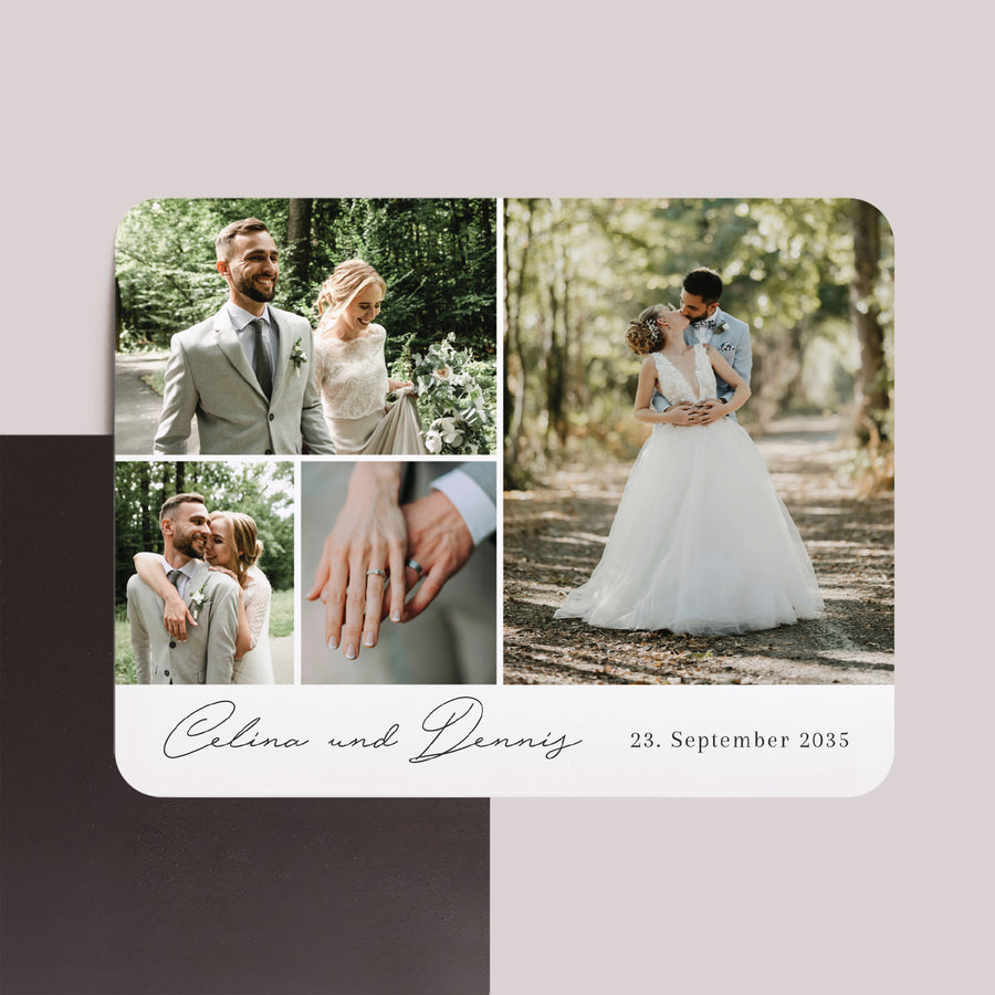 Dankeskarte Hochzeit Set von 8, magnetisch, Landschaft, rechteckige abgerundete Ecken Unsere Wünsche in Bildern foto