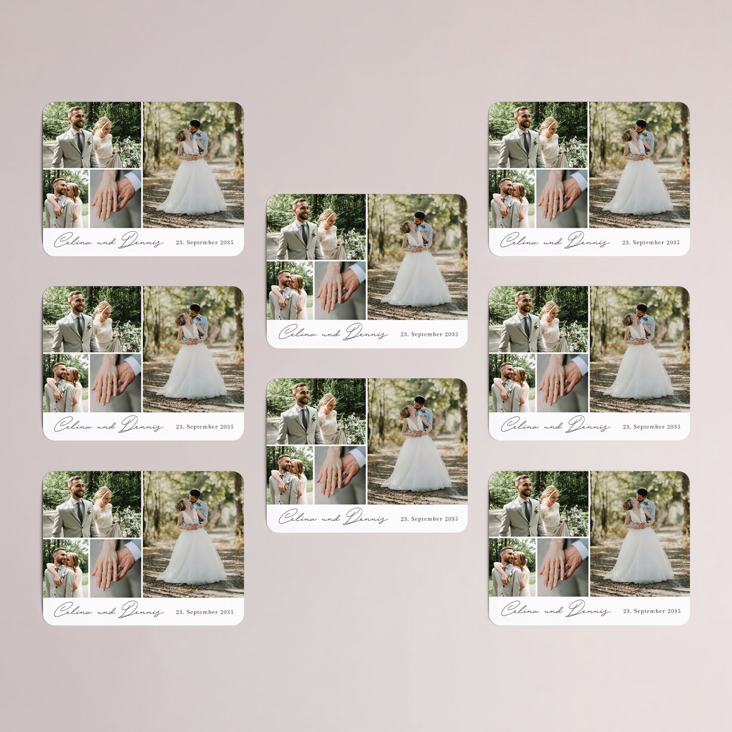 Dankeskarte Hochzeit Set von 8, magnetisch, Landschaft, rechteckige abgerundete Ecken Unsere Wünsche in Bildern foto N° 3