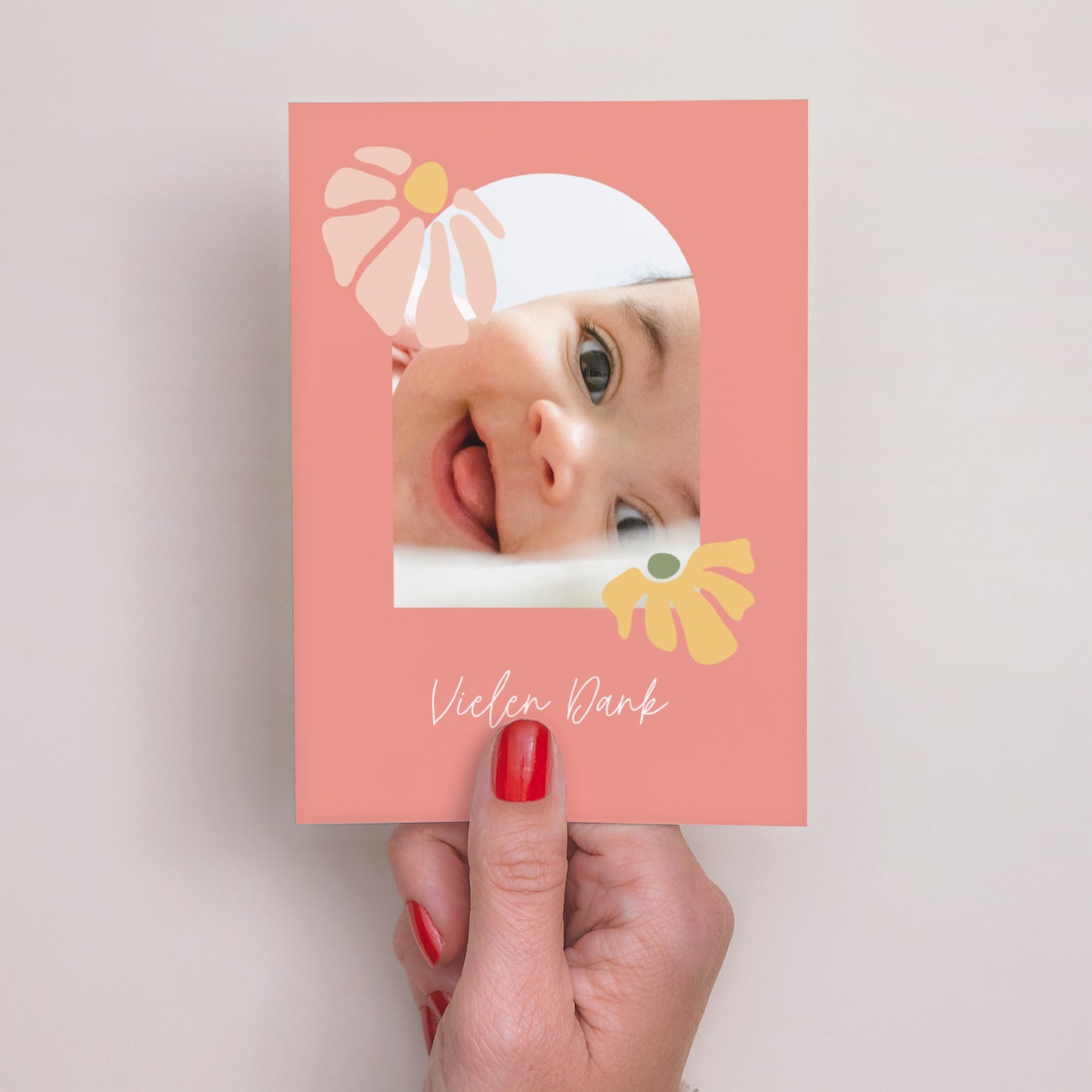 Dankeskarte Geburt Porträt Kleiner Garten der Sanftheit foto N° 2