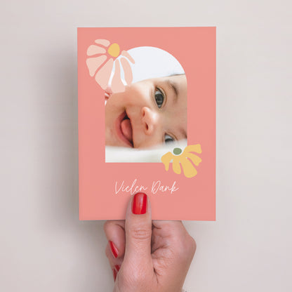 Dankeskarte Geburt Porträt Kleiner Garten der Sanftheit foto N° 2