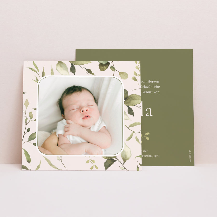 Dankeskarte Geburt Quadrat Naturgeist foto