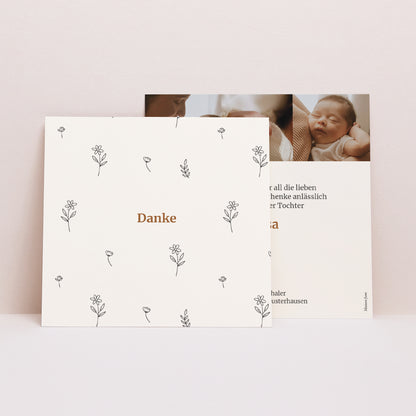 Dankeskarte Geburt Quadrat Blume von uns foto N° 1