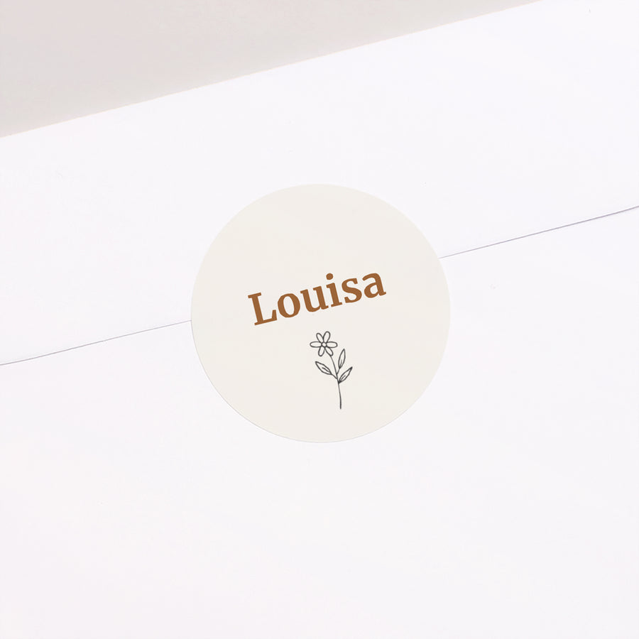 Sticker Geburt Rund Blume von uns foto