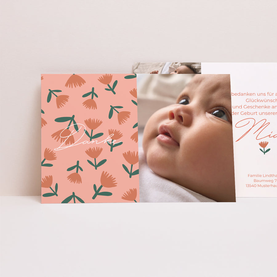 Dankeskarte Geburt Landschaft Floréa foto