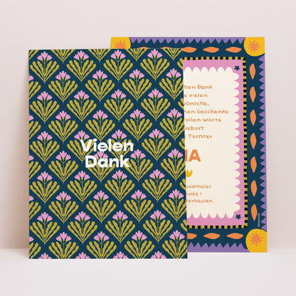 Dankeskarte Geburt Porträt Wilde Blüte foto N° 1