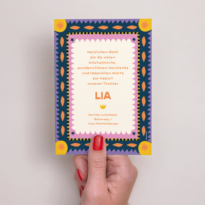 Dankeskarte Geburt Porträt Wilde Blüte foto N° 3