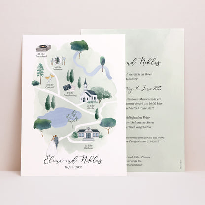 Hochzeitseinladung Porträt Der Weg zum Glück foto N° 1