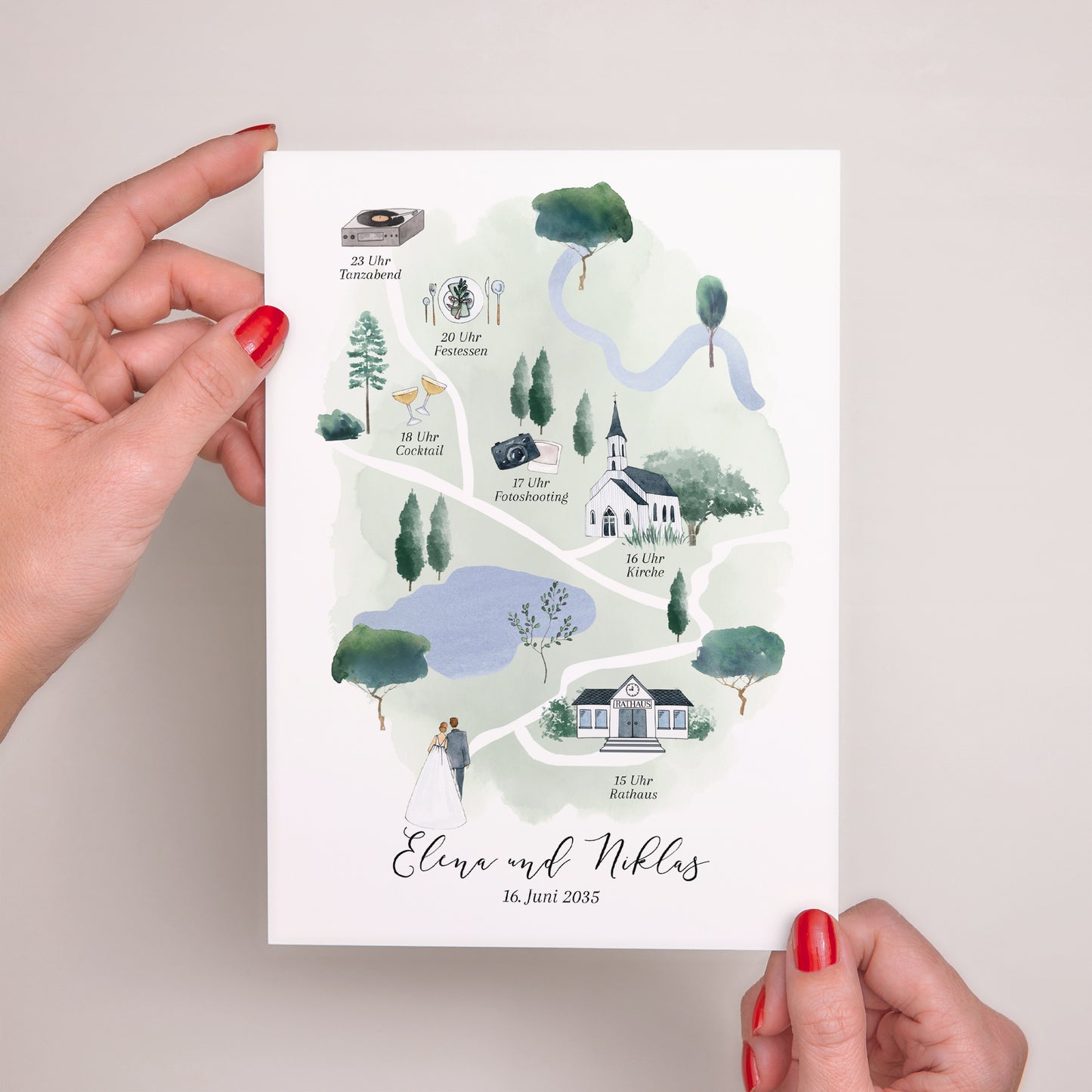 Hochzeitseinladung Porträt Der Weg zum Glück foto N° 2