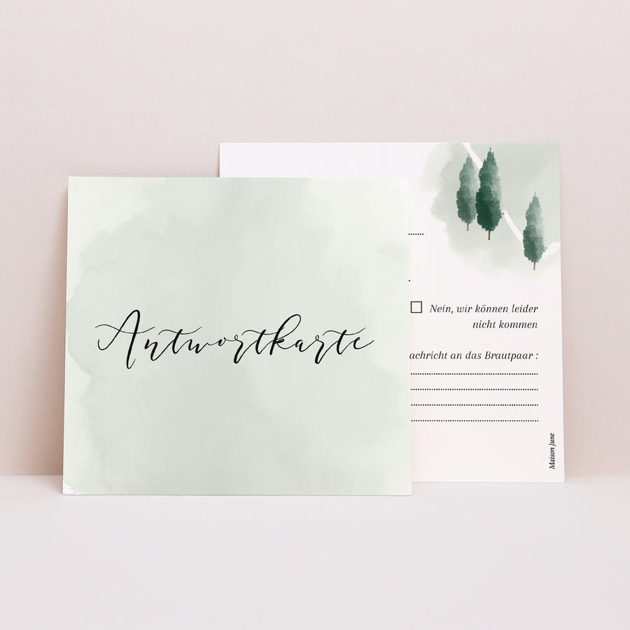 Antwortkarte Hochzeit Quadrat Der Weg zum Glück foto