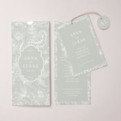 Hochzeitseinladung Portrait-Hülle 2 Karten, Etikett Garten der Eleganz foto N° 3