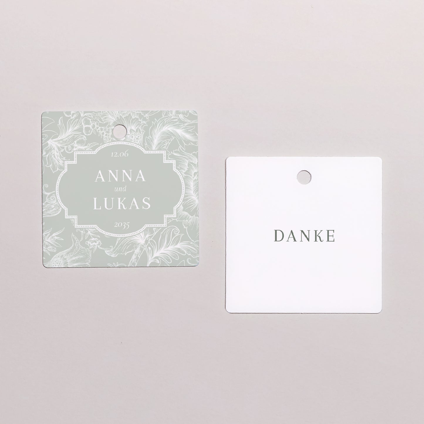 Geschenkbox Hochzeit Kugel mit quadratischem Etikett Garten der Eleganz foto N° 3