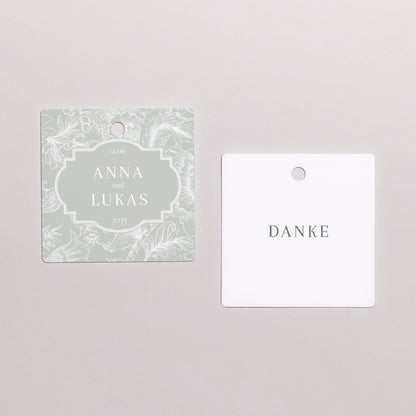 Geschenkbox Hochzeit Kugel mit quadratischem Etikett Garten der Eleganz foto N° 3