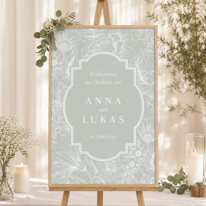 Begrüßungstafel Hochzeit Porträt 60 x 90 cm Garten der Eleganz foto N° 1