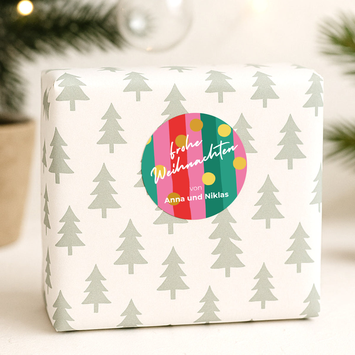 Sticker Weihnachten Rund Jolly Glitter foto