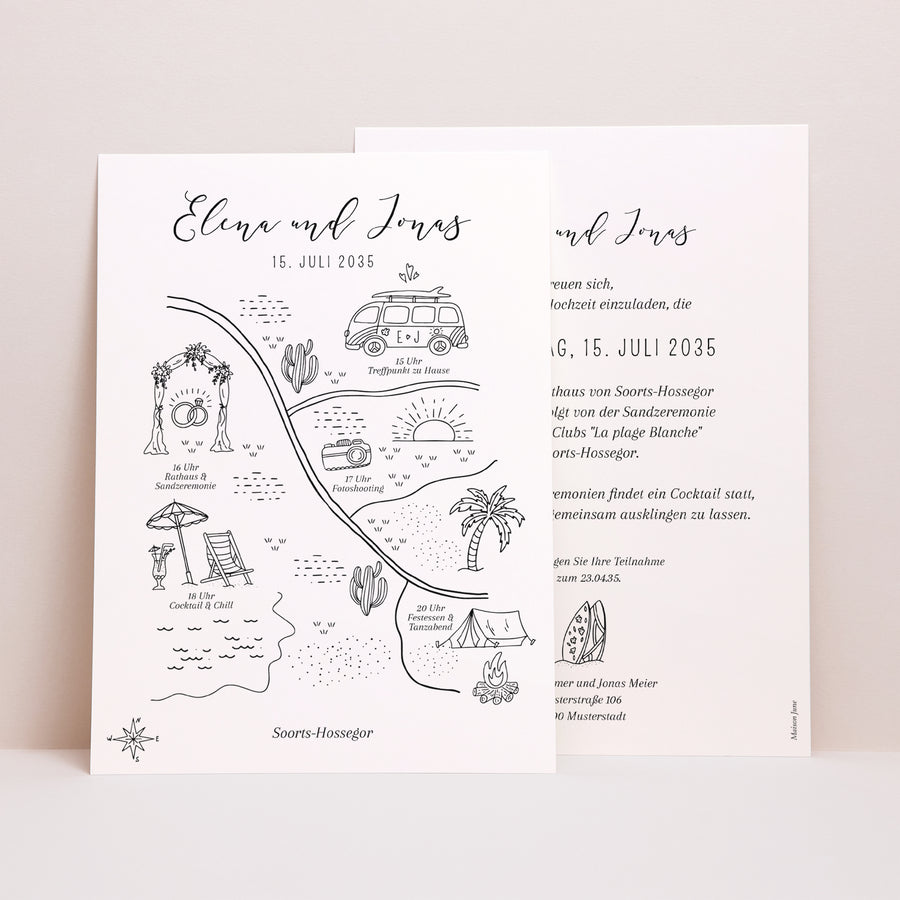 Hochzeitseinladung Porträt Der Plan des Glücks foto