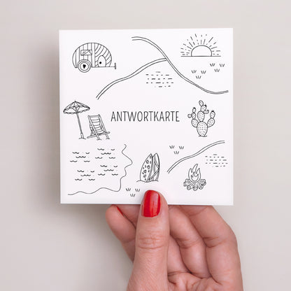 Antwortkarte Hochzeit Quadrat Der Plan des Glücks foto N° 2