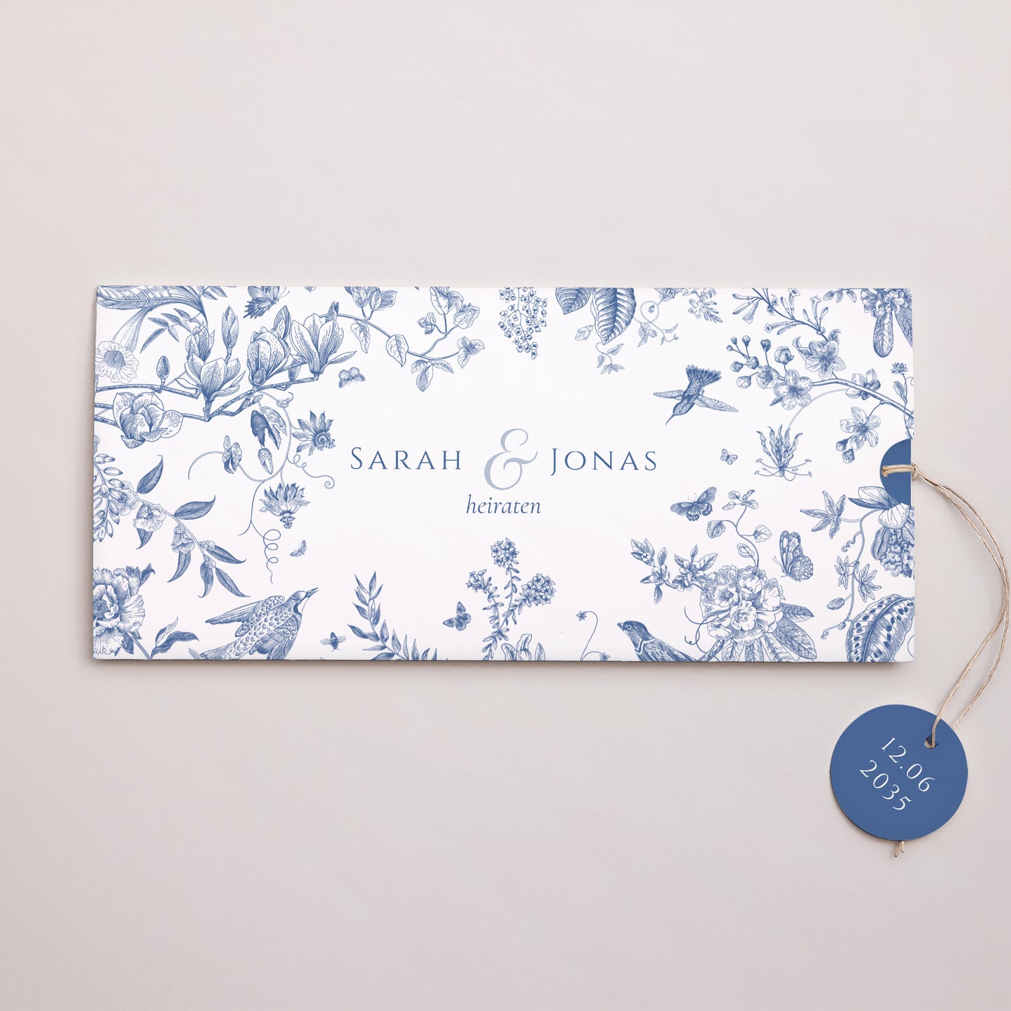Hochzeitseinladung Mappe 2 Karten, Etikett Azur Botanica foto N° 1