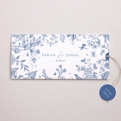 Hochzeitseinladung Mappe 2 Karten, Etikett Azur Botanica foto N° 1