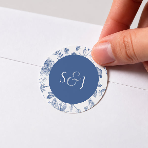Sticker Hochzeit Rund Azur Botanica foto