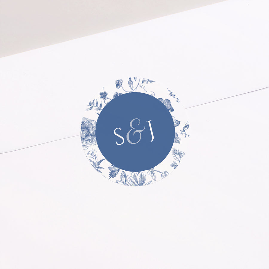 Sticker Hochzeit Rund Azur Botanica foto