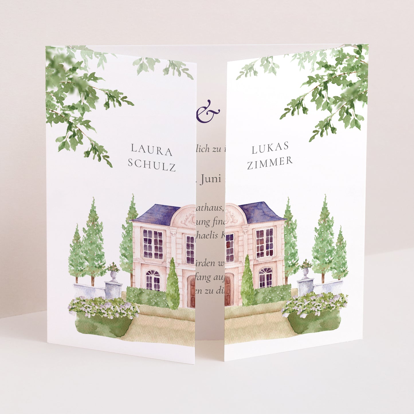 Hochzeitseinladung Triptychon Fensteröffnung Das Reich unserer Herzen foto N° 1