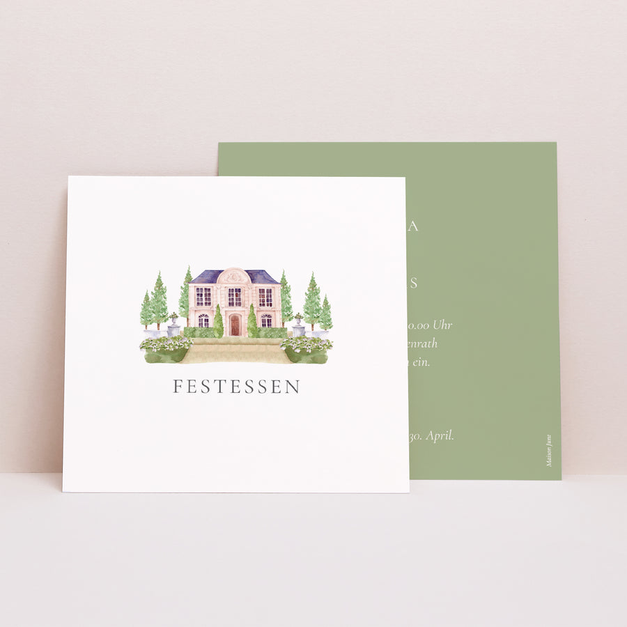 Beilegekarte Hochzeit Quadrat Das Reich unserer Herzen foto