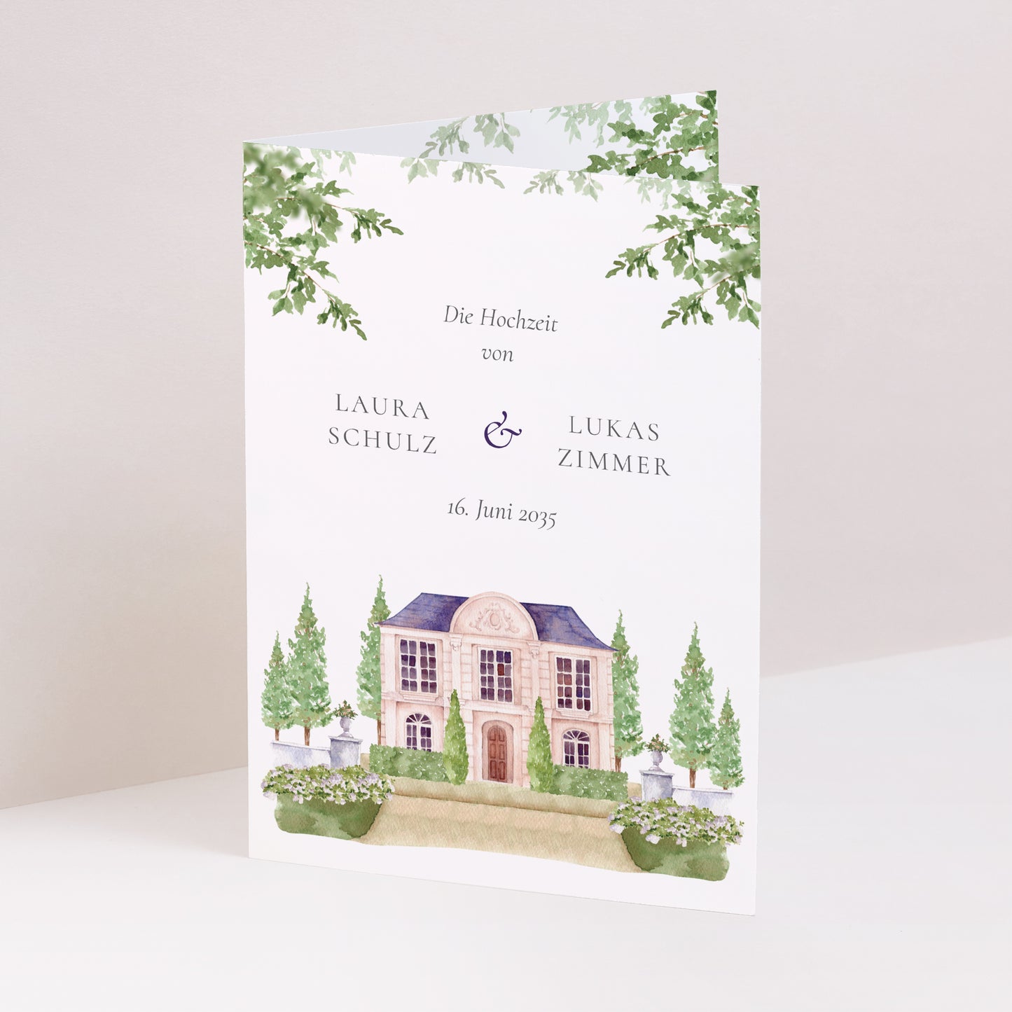 Hochzeitseinladung Doppelflügelporträt Das Reich unserer Herzen foto N° 1