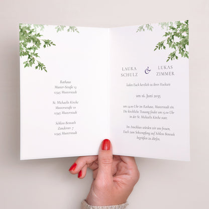 Hochzeitseinladung Doppelflügelporträt Das Reich unserer Herzen foto N° 2