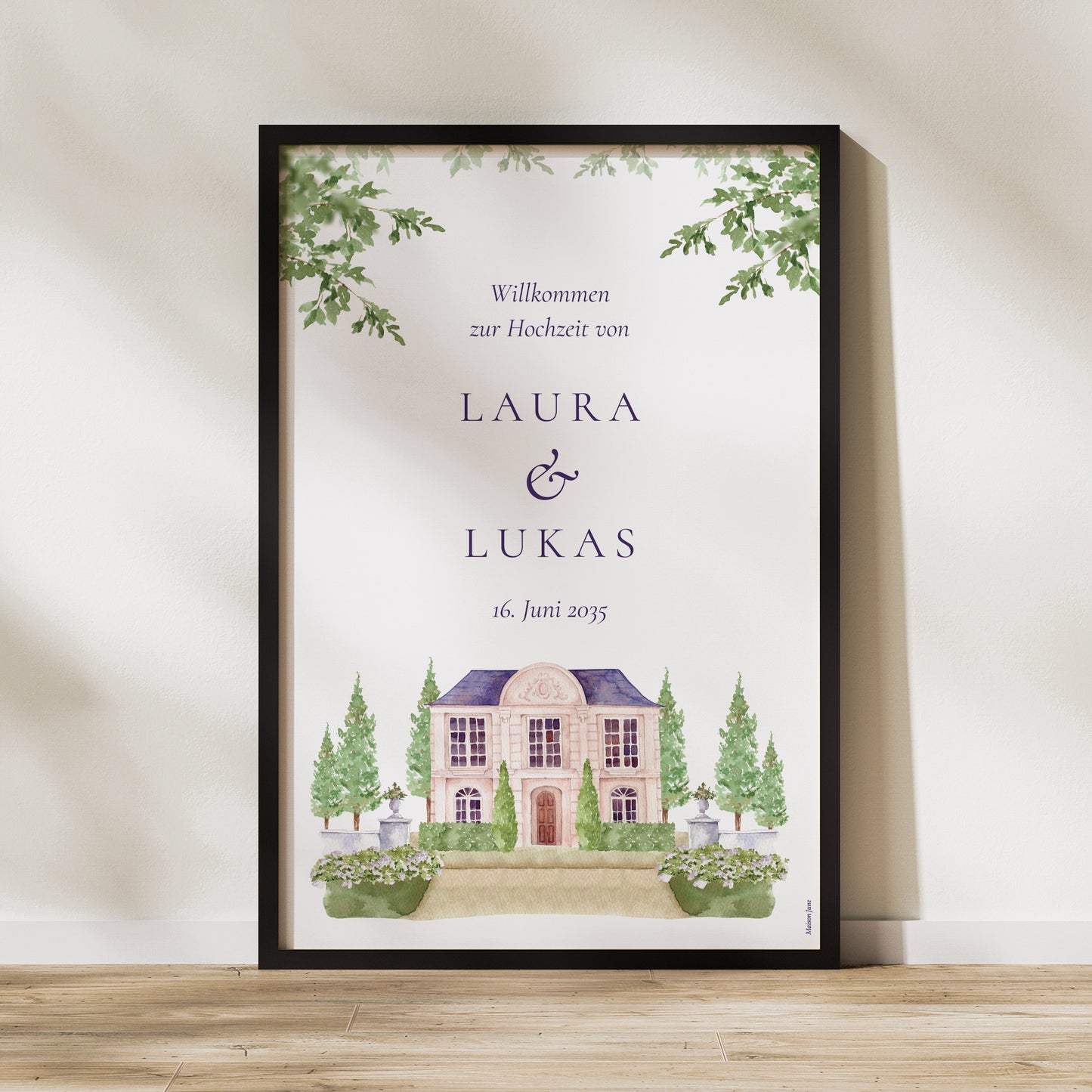 Begrüßungstafel Hochzeit Porträt 60 x 90 cm Das Reich unserer Herzen foto N° 1