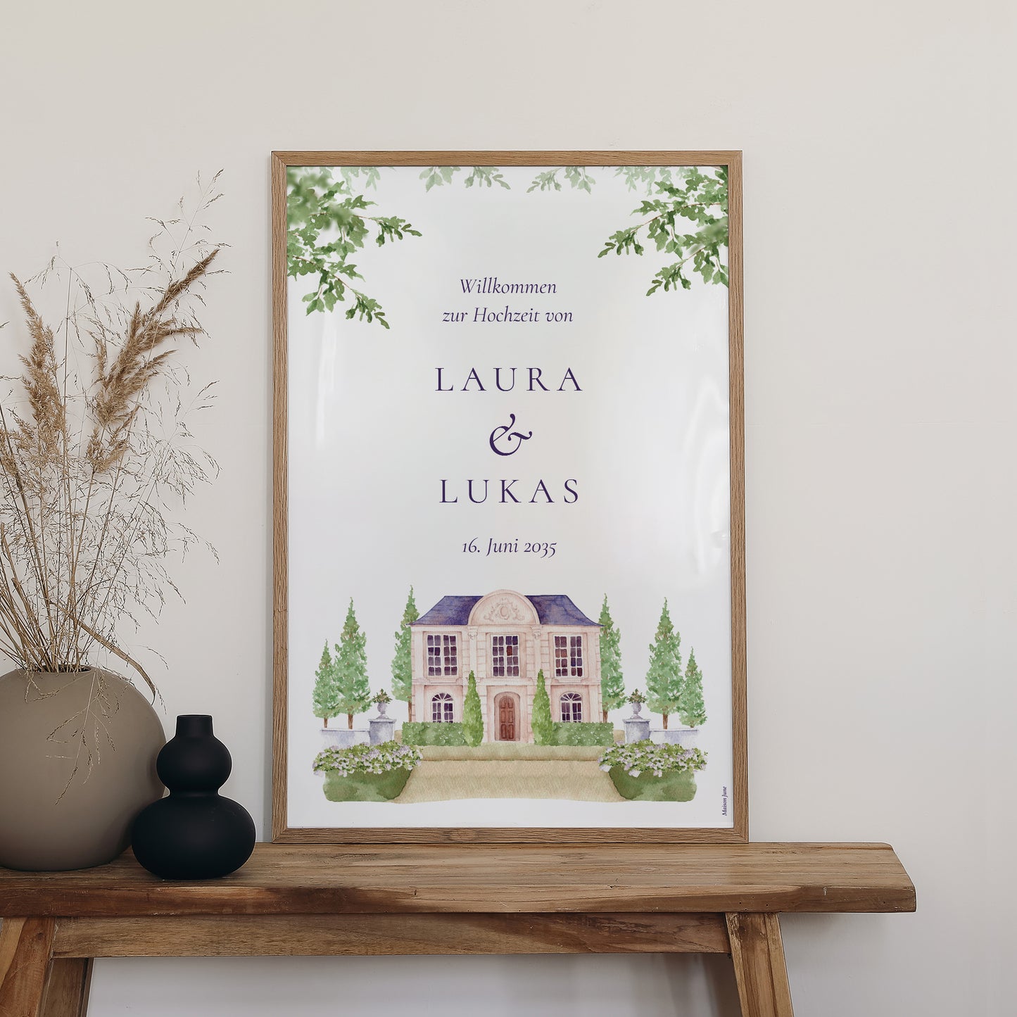 Begrüßungstafel Hochzeit Porträt 60 x 90 cm Das Reich unserer Herzen foto N° 2