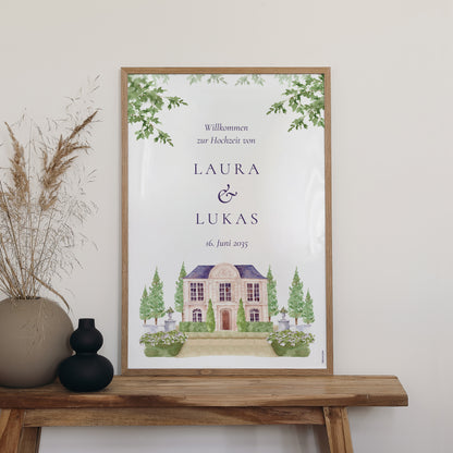 Begrüßungstafel Hochzeit Porträt 60 x 90 cm Das Reich unserer Herzen foto N° 2