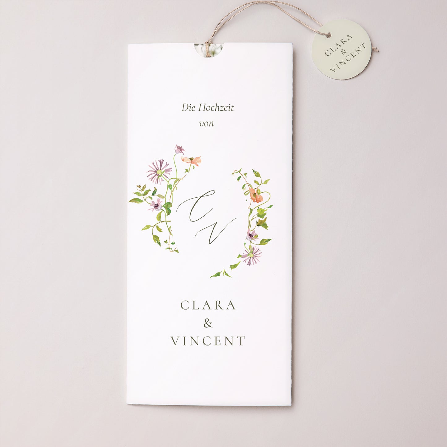 Hochzeitseinladung Portrait-Hülle 2 Karten, Etikett Die blühende Versprechung foto N° 1