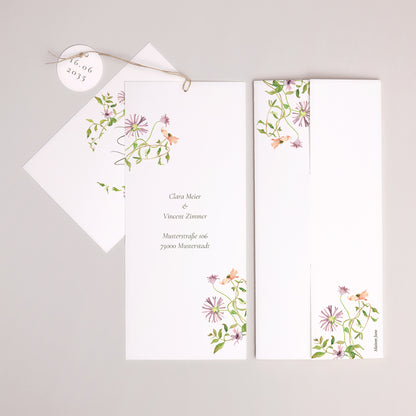 Hochzeitseinladung Portrait-Hülle 2 Karten, Etikett Die blühende Versprechung foto N° 4