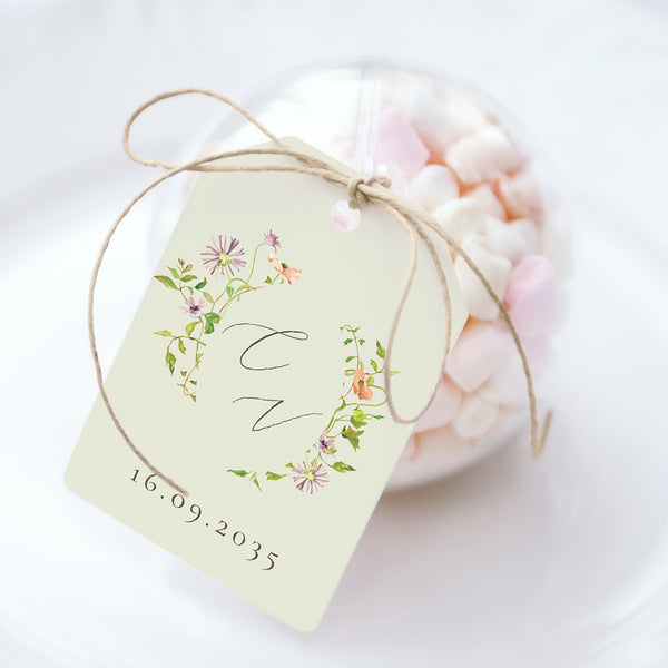 Geschenkbox Hochzeit Ball mit Wimpel-Etikett Die blühende Versprechung foto