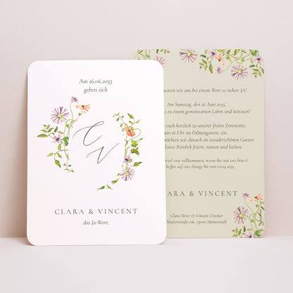 Hochzeitseinladung Porträt, abgerundete Kanten Die blühende Versprechung foto N° 1