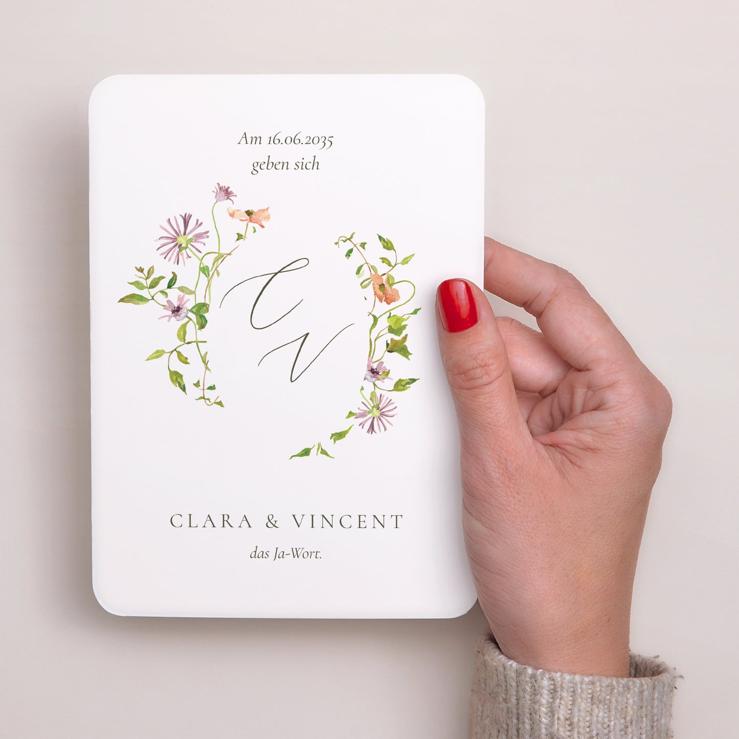 Hochzeitseinladung Porträt, abgerundete Kanten Die blühende Versprechung foto N° 2