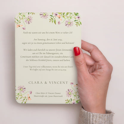 Hochzeitseinladung Porträt, abgerundete Kanten Die blühende Versprechung foto N° 3