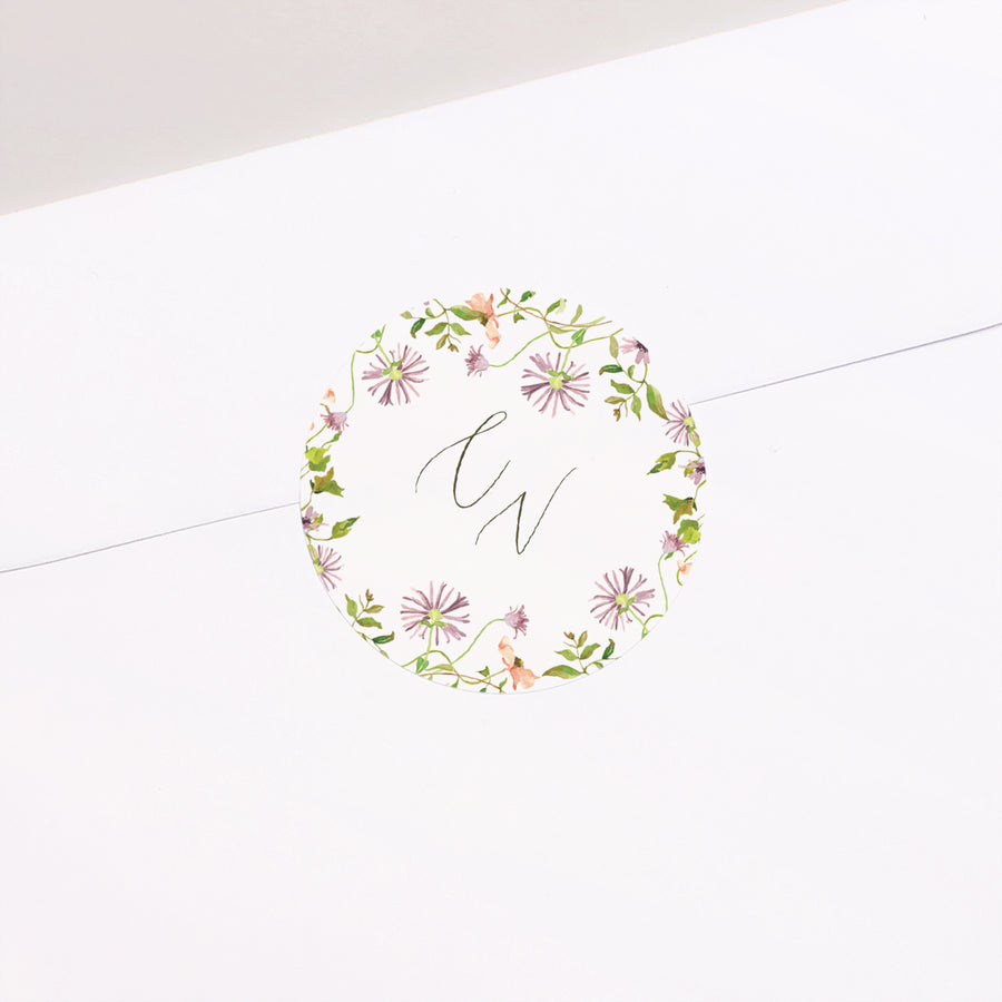 Sticker Hochzeit Rund Die blühende Versprechung foto