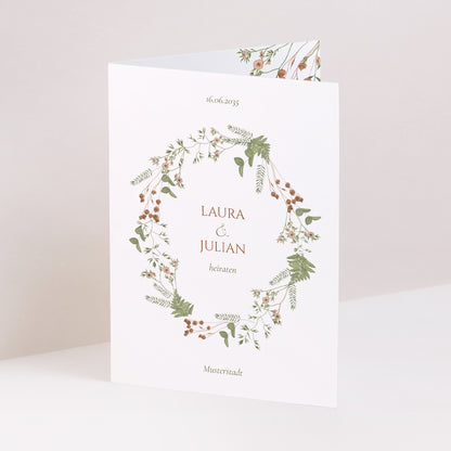 Hochzeitseinladung Doppelflügelporträt Herbstfarben foto N° 1