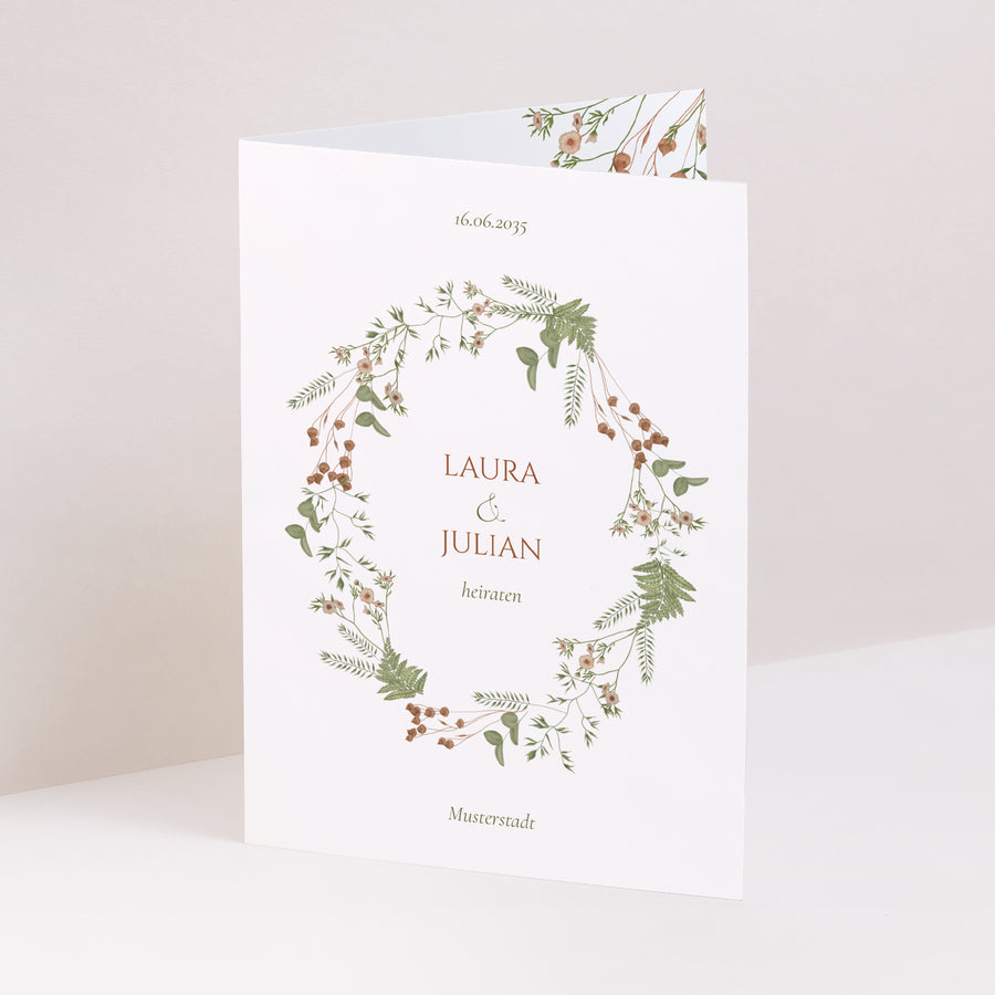 Hochzeitseinladung Doppelflügelporträt Herbstfarben foto