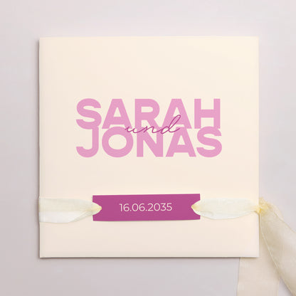 Hochzeitseinladung Quadratische Hülle, 3 Karten, Etikett Farb Stimmung foto N° 1