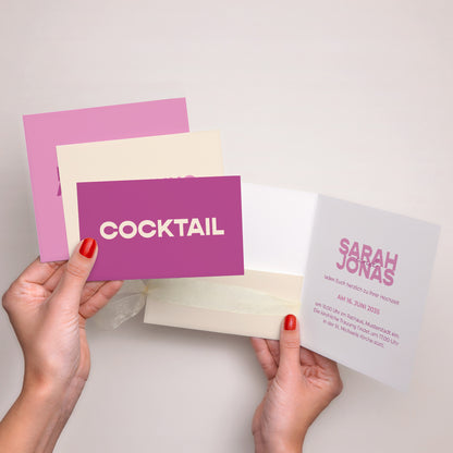 Hochzeitseinladung Quadratische Hülle, 3 Karten, Etikett Farb Stimmung foto N° 3