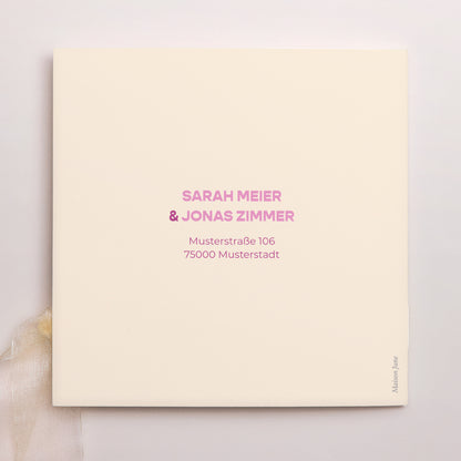 Hochzeitseinladung Quadratische Hülle, 3 Karten, Etikett Farb Stimmung foto N° 4