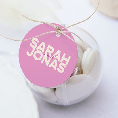 Geschenkbox Hochzeit Kugel mit runder Etikette Farb Stimmung foto N° 1