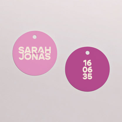 Geschenkbox Hochzeit Kugel mit runder Etikette Farb Stimmung foto N° 3