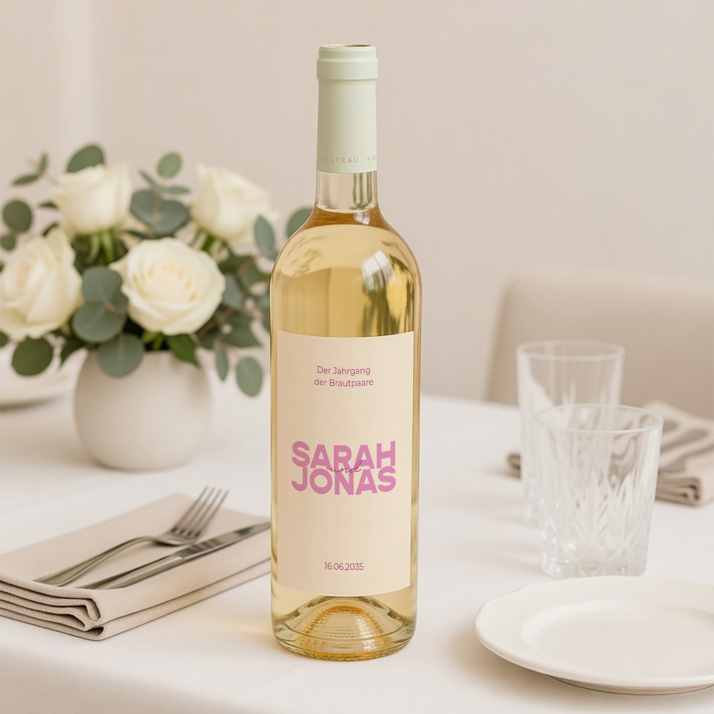 Flaschenetikett Hochzeit Porträt Farb Stimmung foto N° 2