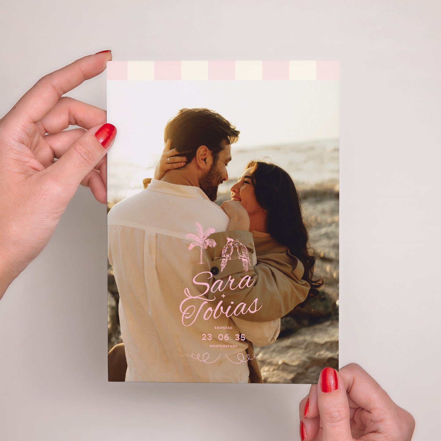 Hochzeitseinladung Porträt Liebesvögel foto N° 2