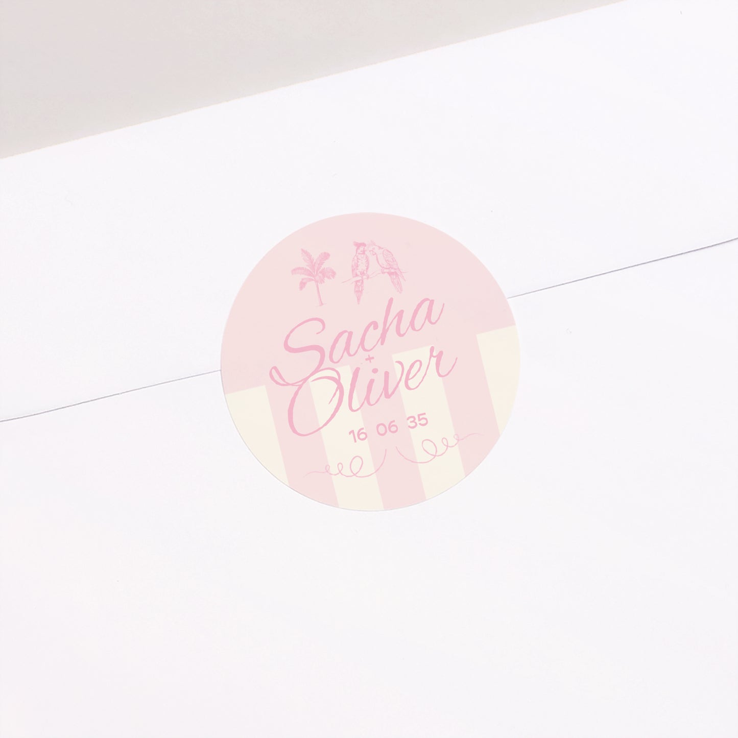 Sticker Hochzeit Rund Liebesvögel foto N° 1